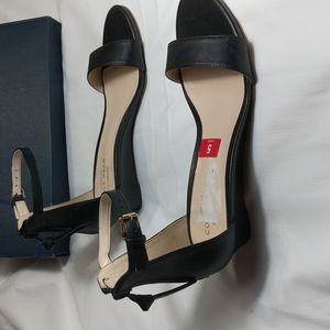 NIB Cole Haan Adderly Wedge Black Leather Ankle Strap Sandal Sz 5
